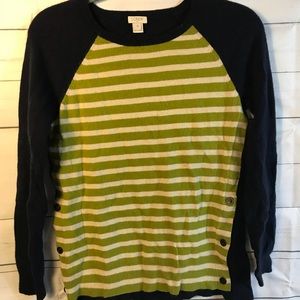 J Crew Sweater L S Side Button Elbow Patch